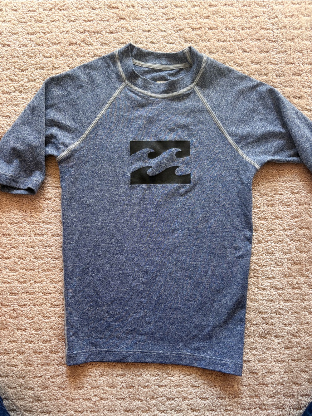 Boys Size 8 Billabong Short Sleeve Swim Surf Rash Guard Shirt Blue Logo